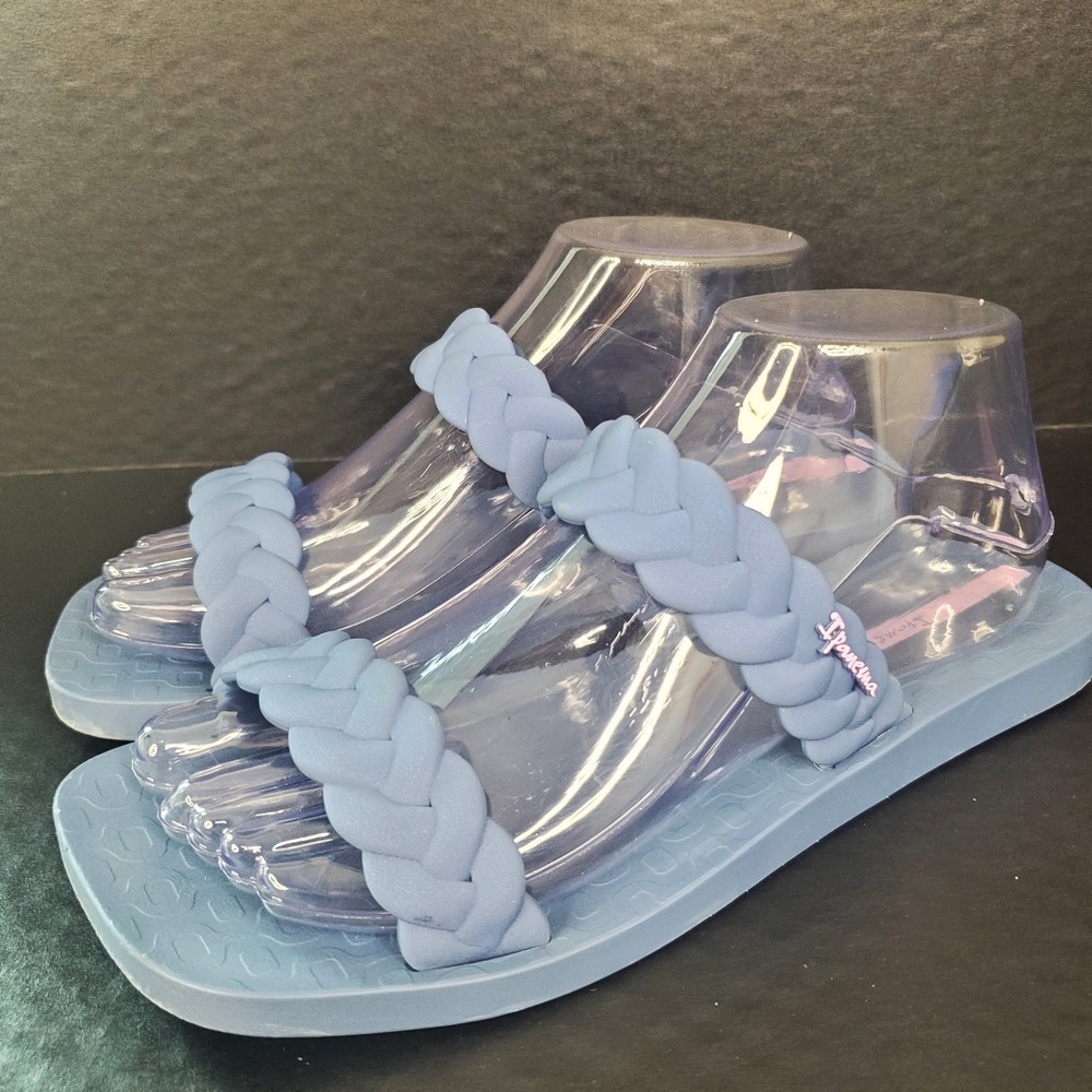 Ipanema Women's Fever Slides Double Braided Straps Size 8 Blue Gray Soft Rubber